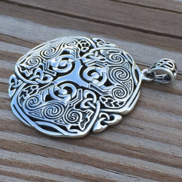 3 Celtic Wolves .925 Sterling Silver Pendant Triskele Triskelion Peter Stone - Picture 3 of 8